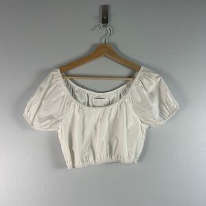 Reformation White Organic Cotton Crop Top - Size 4 / Small